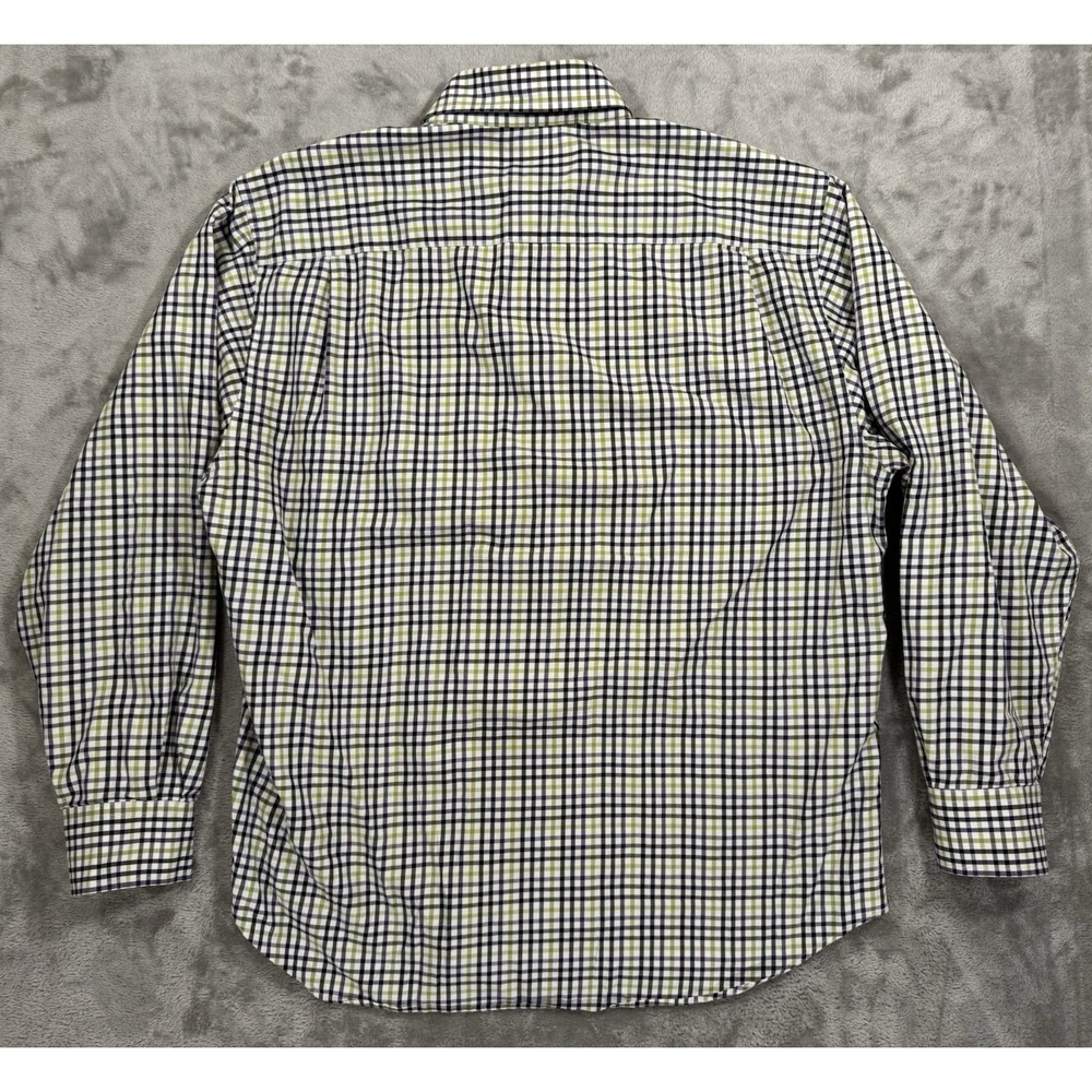 Robert Talbott Dress Shirt Mens L Green Blue Purple Plaid Button Up Chest Pocket - Picture 2 of 16